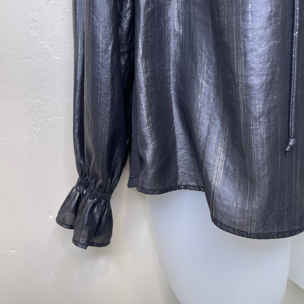 Current Air | Anthro Bristol Metallic Finish Statement Sleeve Blouse - Picture 10 of 16